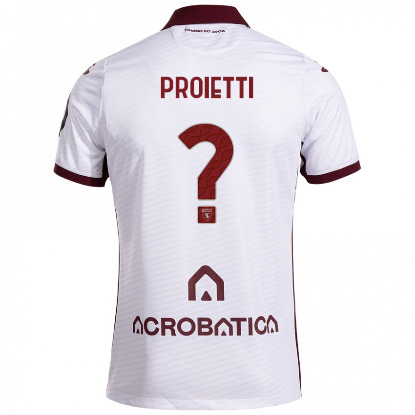 Enfant Maillot Riccardo Proietti #0 Blanc Marron Tenues Extérieur 2024/25 T-Shirt Belgique