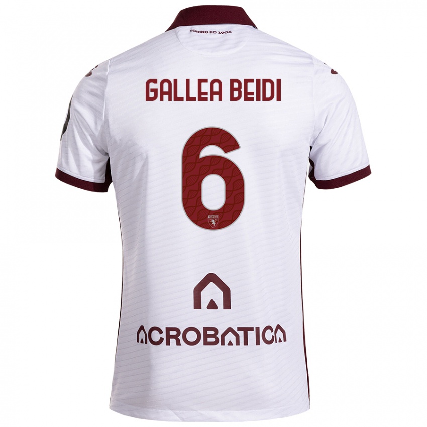 Enfant Maillot Francesco Gallea Beidi #6 Blanc Marron Tenues Extérieur 2024/25 T-Shirt Belgique