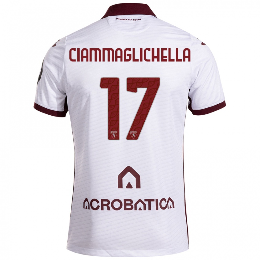 Enfant Maillot Aaron Ciammaglichella #17 Blanc Marron Tenues Extérieur 2024/25 T-Shirt Belgique