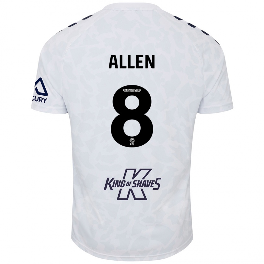 Enfant Maillot Jamie Allen #8 Blanc Tenues Extérieur 2024/25 T-Shirt Belgique