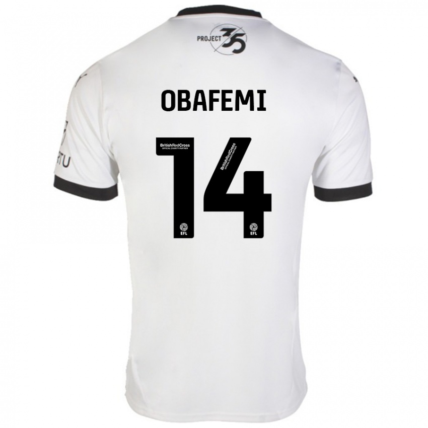 Kinderen Michael Obafemi #14 Wit Zwart Uitshirt Uittenue 2024/25 T-Shirt België