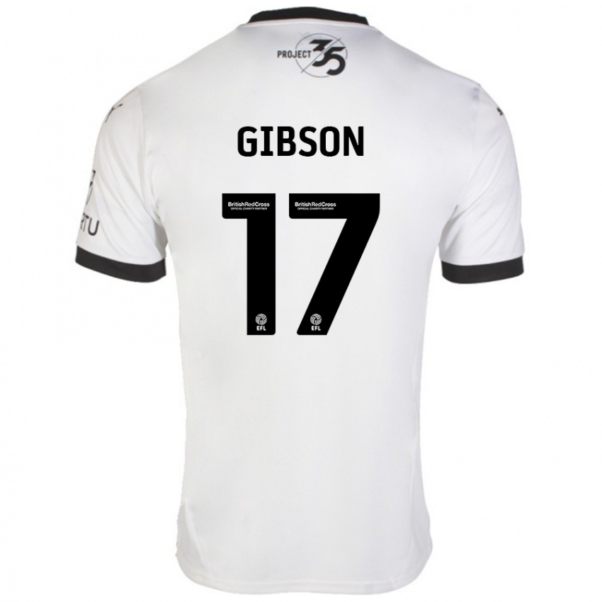 Kinderen Lewis Gibson #17 Wit Zwart Uitshirt Uittenue 2024/25 T-Shirt België