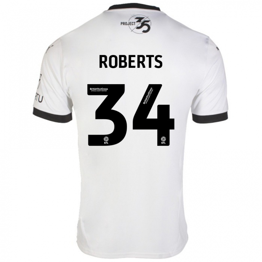 Kinderen Caleb Roberts #34 Wit Zwart Uitshirt Uittenue 2024/25 T-Shirt België