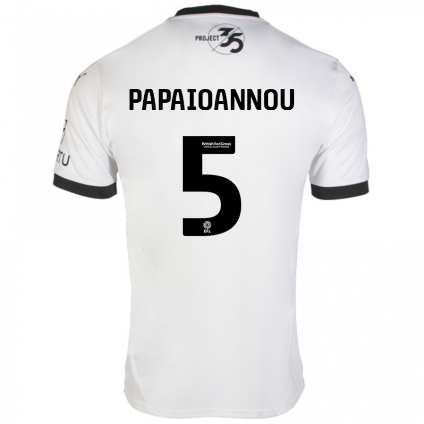 Kinderen Panagiota Papaioannou #5 Wit Zwart Uitshirt Uittenue 2024/25 T-Shirt België