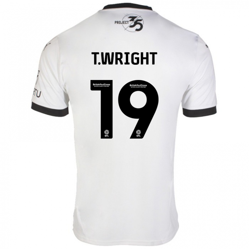 Kinderen Tyreik Wright #19 Wit Zwart Uitshirt Uittenue 2024/25 T-Shirt België