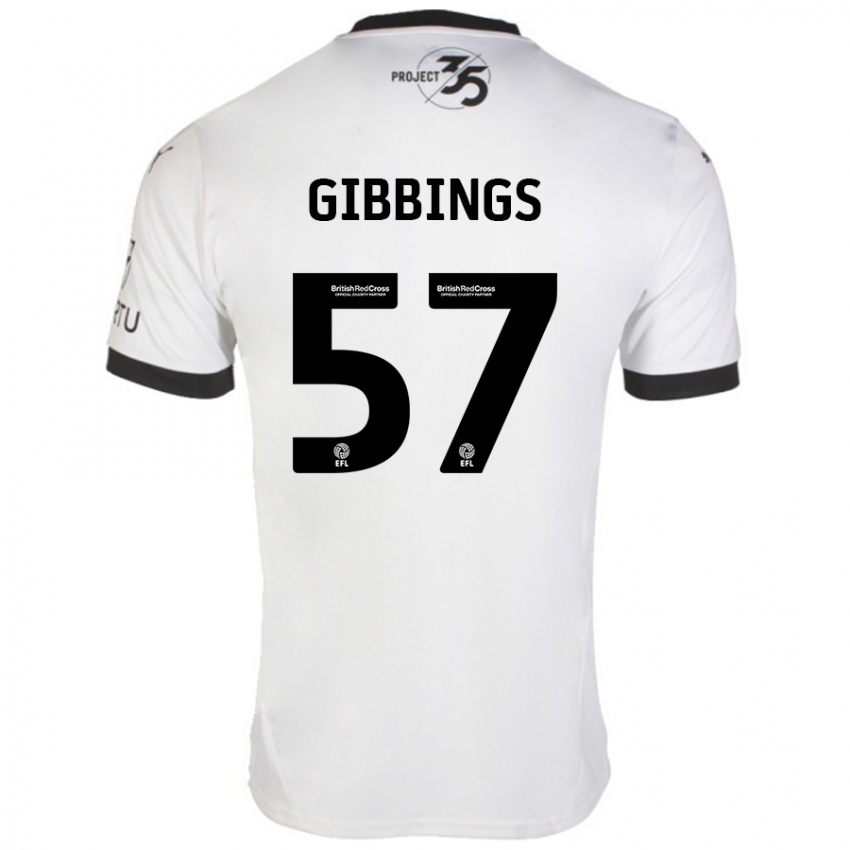 Kinderen Cole Gibbings #57 Wit Zwart Uitshirt Uittenue 2024/25 T-Shirt België