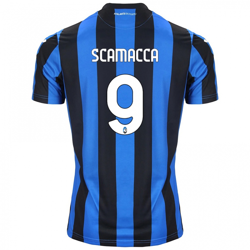 Heren Gianluca Scamacca #9 Blauw Zwart Thuisshirt Thuistenue 2024/25 T-Shirt België