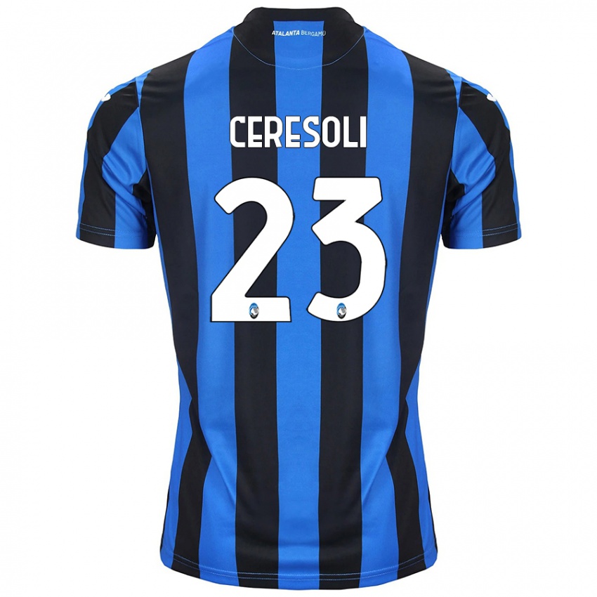 Herren Andrea Ceresoli #23 Blau Schwarz Heimtrikot Trikot 2024/25 T-Shirt Belgien