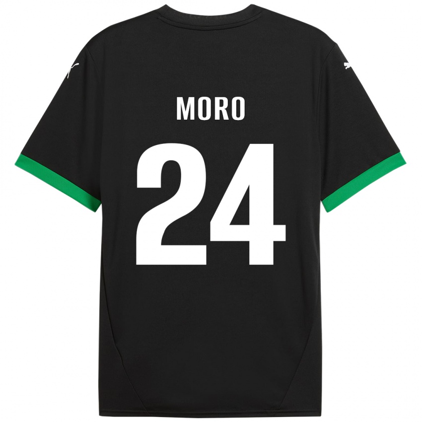 Homme Maillot Luca Moro #24 Noir Vert Foncé Tenues Domicile 2024/25 T-Shirt Belgique