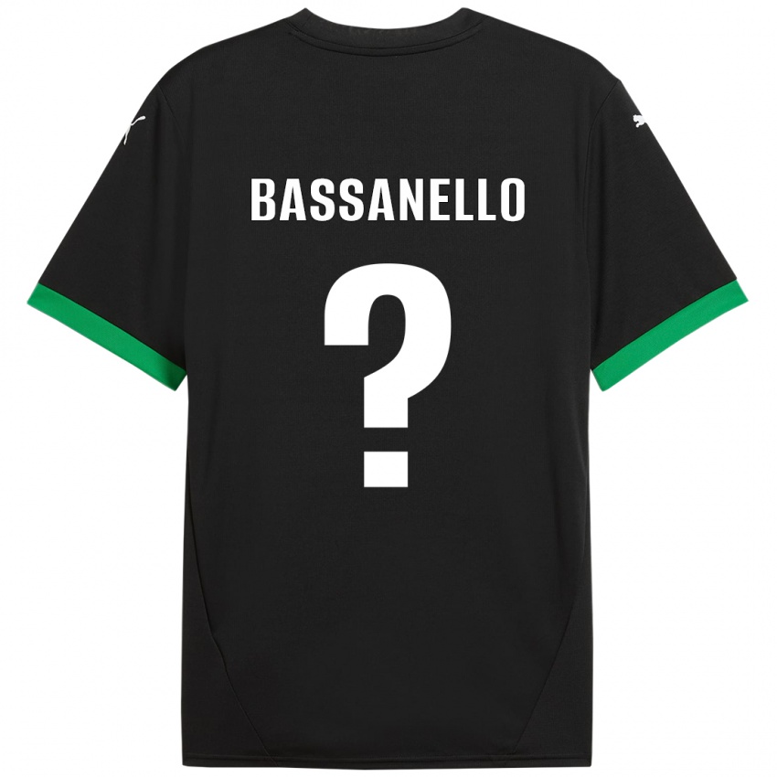 Homme Maillot Davide Bassanello #0 Noir Vert Foncé Tenues Domicile 2024/25 T-Shirt Belgique