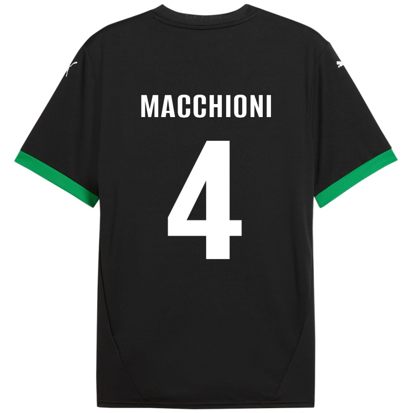 Homme Maillot Tommaso Macchioni #4 Noir Vert Foncé Tenues Domicile 2024/25 T-Shirt Belgique