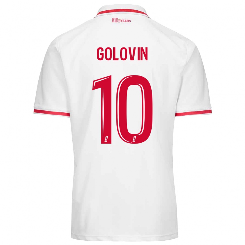 Homme Maillot Aleksandr Golovin #10 Blanc Rouge Tenues Domicile 2024/25 T-Shirt Belgique