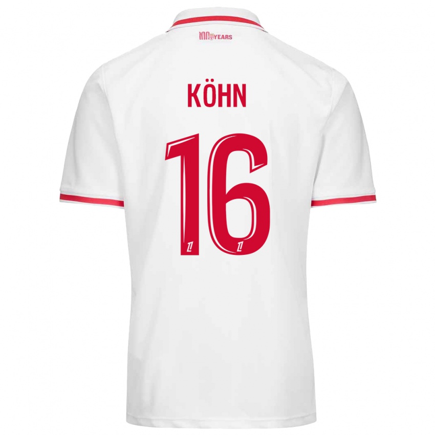 Homme Maillot Philipp Köhn #16 Blanc Rouge Tenues Domicile 2024/25 T-Shirt Belgique