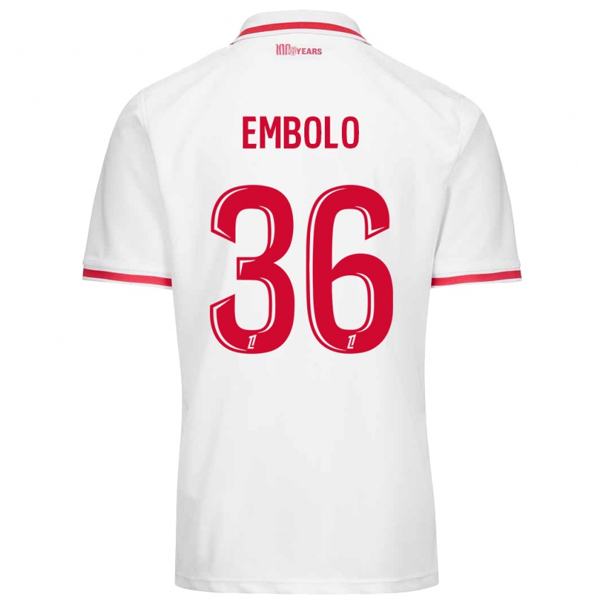 Homme Maillot Breel Embolo #36 Blanc Rouge Tenues Domicile 2024/25 T-Shirt Belgique