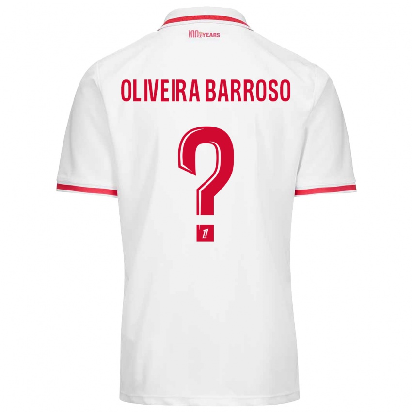 Herren Mickael Oliveira Barroso #0 Weiß Rot Heimtrikot Trikot 2024/25 T-Shirt Belgien