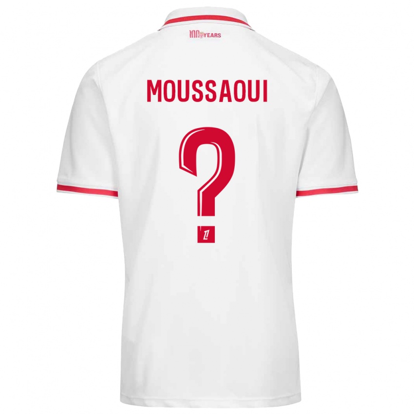 Homme Maillot Wassim Moussaoui #0 Blanc Rouge Tenues Domicile 2024/25 T-Shirt Belgique