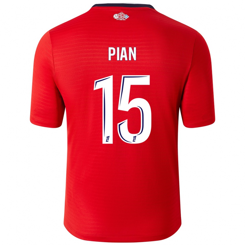 Homme Maillot Julie Pian #15 Rouge Blanc Tenues Domicile 2024/25 T-Shirt Belgique