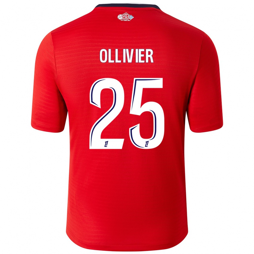 Homme Maillot Agathe Ollivier #25 Rouge Blanc Tenues Domicile 2024/25 T-Shirt Belgique