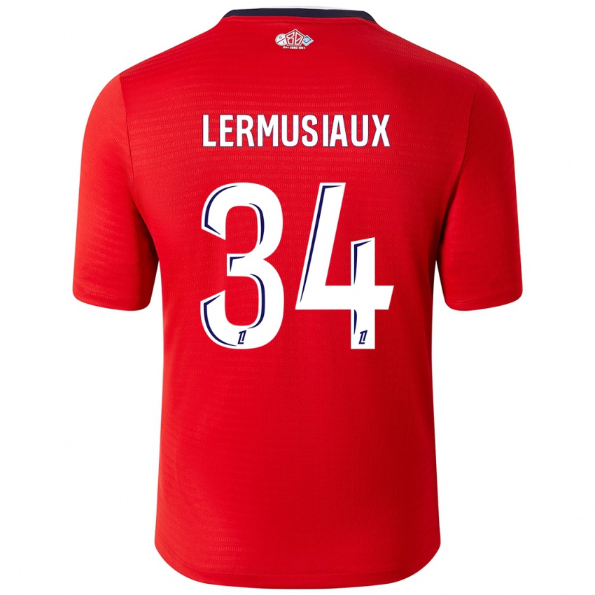 Homme Maillot Chrystal Lermusiaux #34 Rouge Blanc Tenues Domicile 2024/25 T-Shirt Belgique