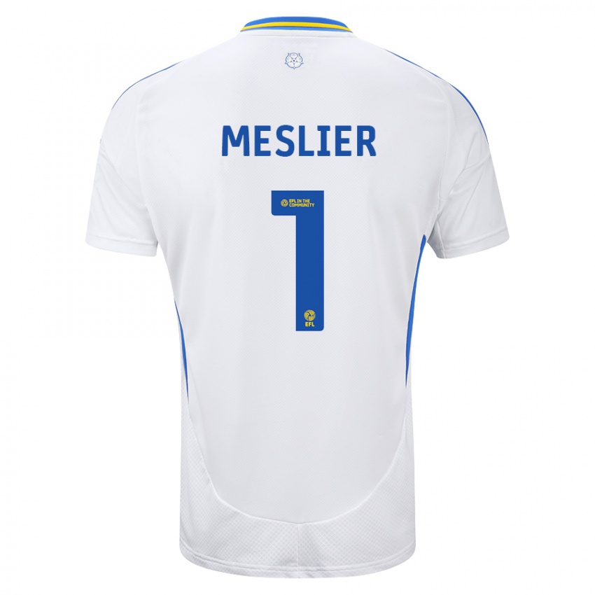 Heren Illan Meslier #1 Wit Blauw Thuisshirt Thuistenue 2024/25 T-Shirt België