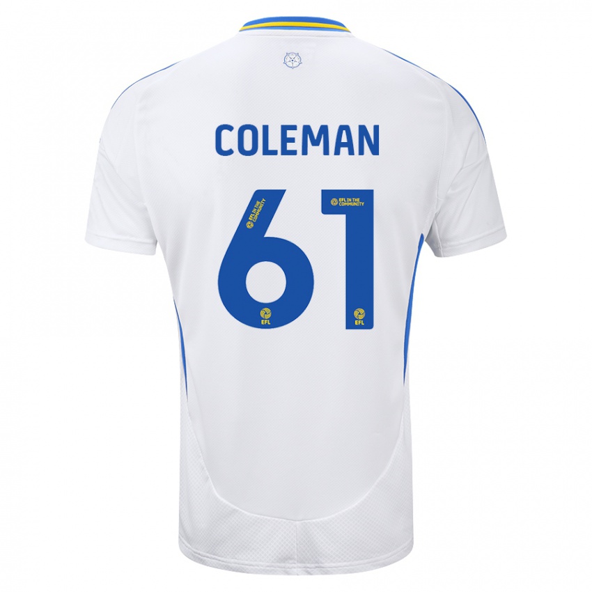 Heren Cian Coleman #61 Wit Blauw Thuisshirt Thuistenue 2024/25 T-Shirt België