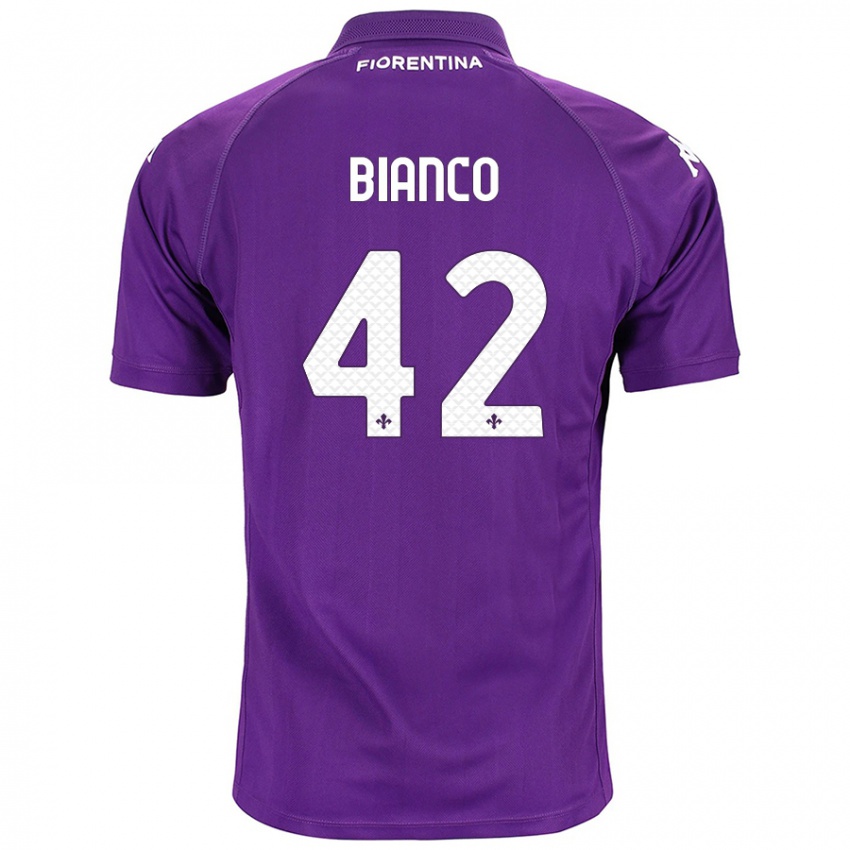 Heren Alessandro Bianco #42 Paars Thuisshirt Thuistenue 2024/25 T-Shirt België