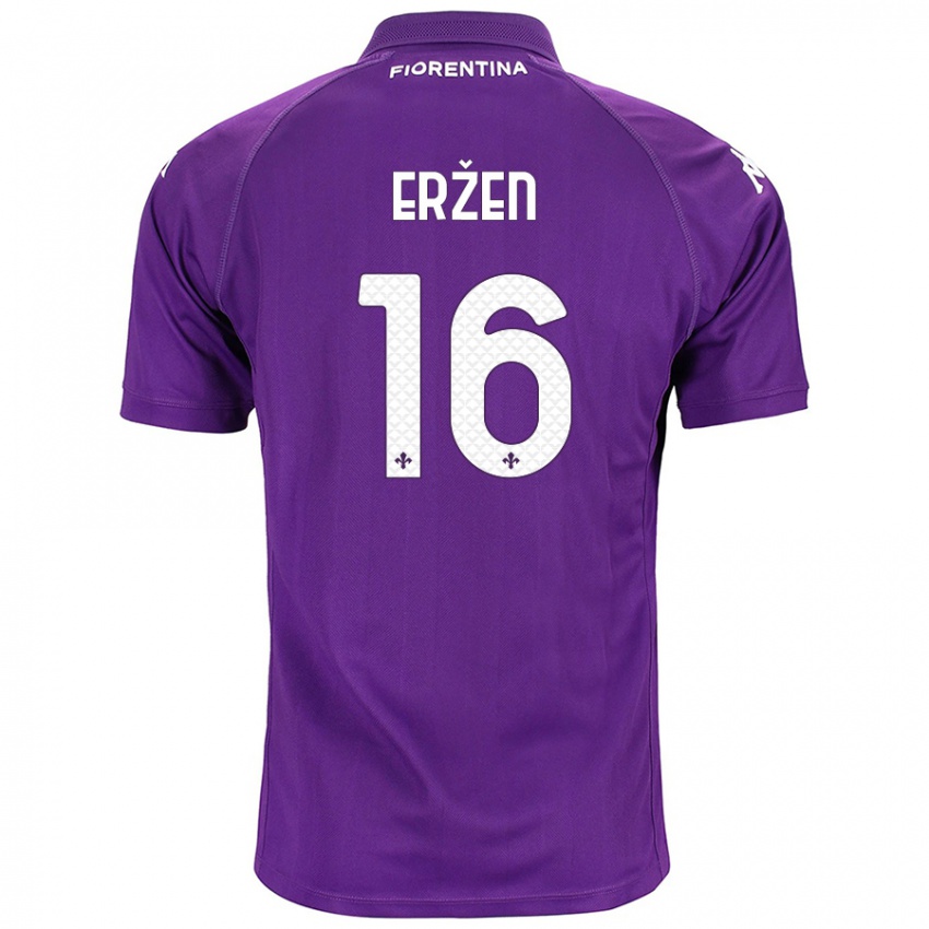 Herren Kaja Erzen #16 Violett Heimtrikot Trikot 2024/25 T-Shirt Belgien