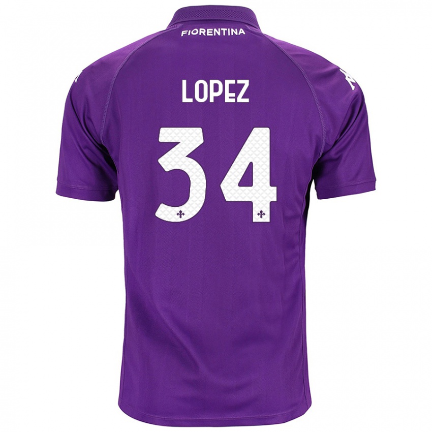 Heren Lucas López #34 Paars Thuisshirt Thuistenue 2024/25 T-Shirt België