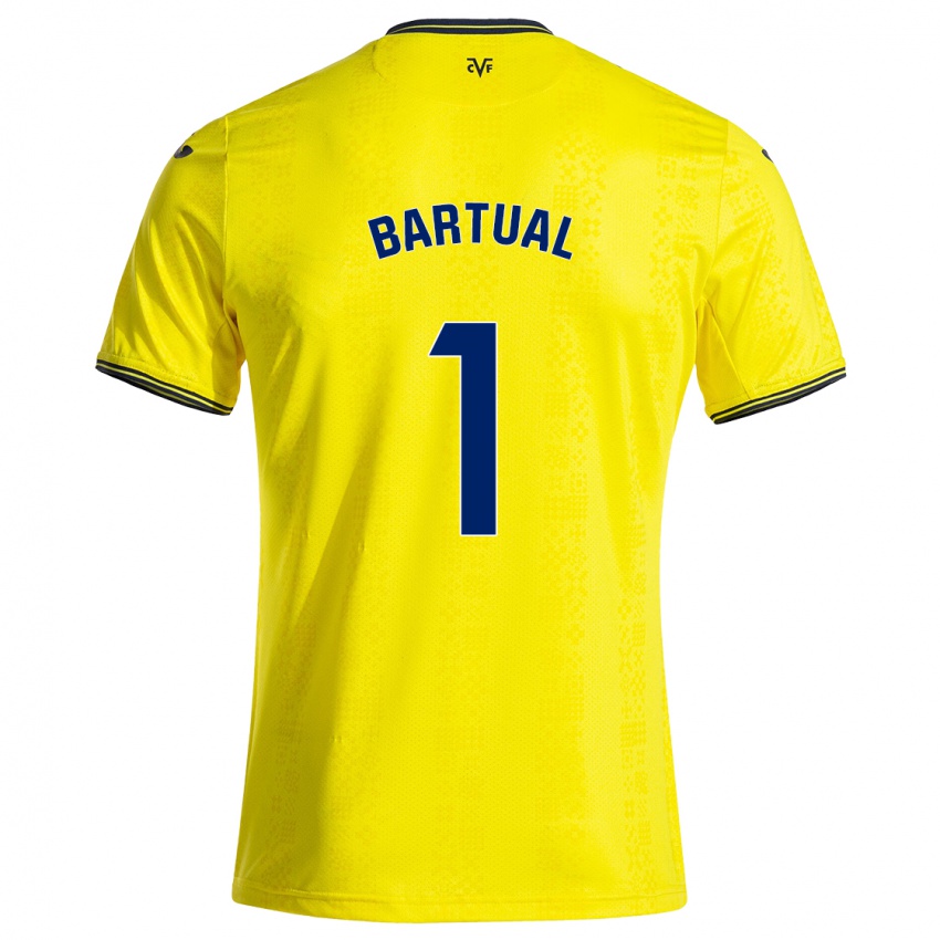 Homme Maillot Kike Bartual #1 Jaune Noir Tenues Domicile 2024/25 T-Shirt Belgique