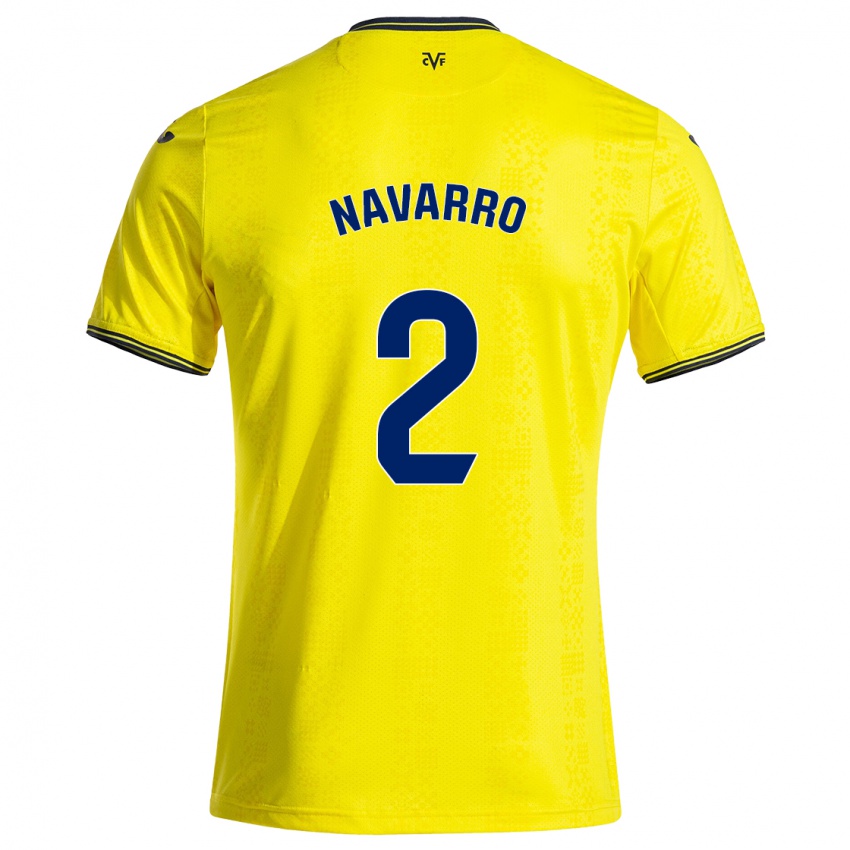 Homme Maillot Pau Navarro #2 Jaune Noir Tenues Domicile 2024/25 T-Shirt Belgique