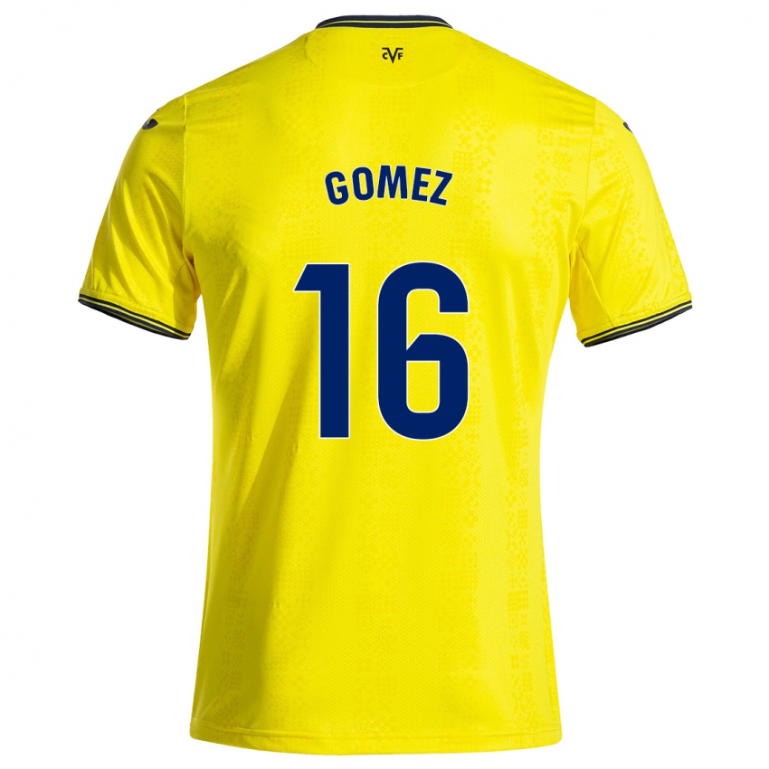 Homme Maillot Queralt Gómez #16 Jaune Noir Tenues Domicile 2024/25 T-Shirt Belgique