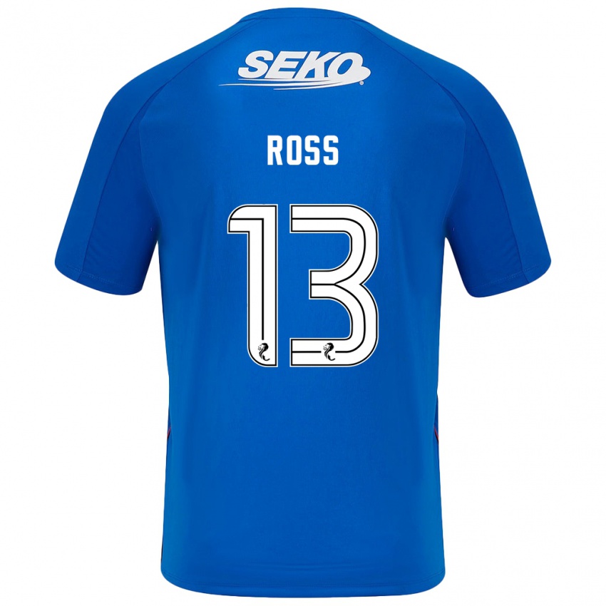 Homme Maillot Jane Ross #13 Bleu Foncé Tenues Domicile 2024/25 T-Shirt Belgique