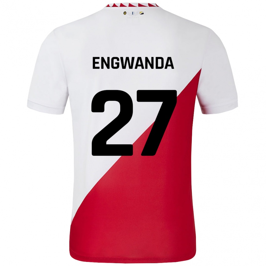 Homme Maillot Alonzo Engwanda #27 Blanc Rouge Tenues Domicile 2024/25 T-Shirt Belgique