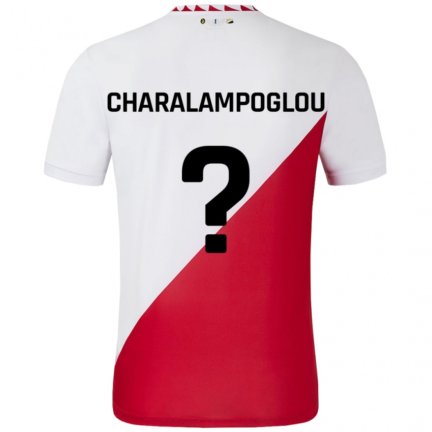 Homme Maillot Georgios Charalampoglou #0 Blanc Rouge Tenues Domicile 2024/25 T-Shirt Belgique