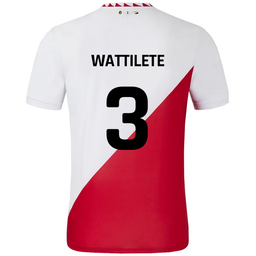 Homme Maillot Julia Wattilete #3 Blanc Rouge Tenues Domicile 2024/25 T-Shirt Belgique