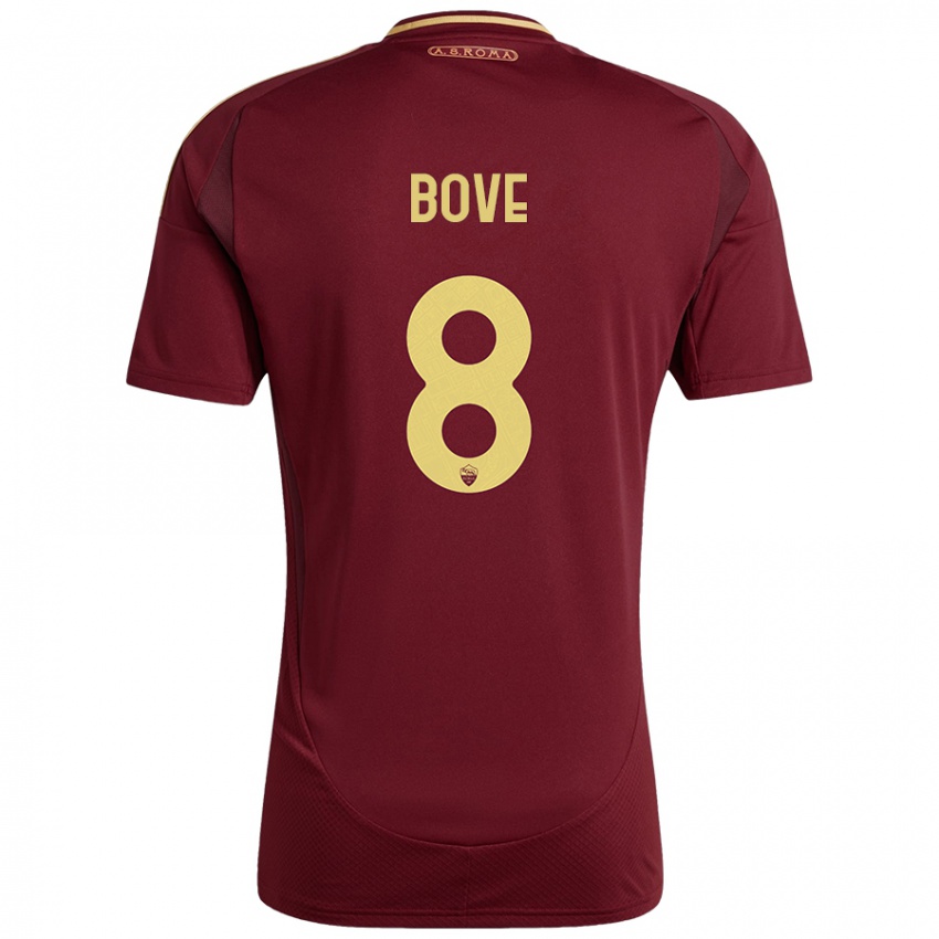 Homme Maillot Edoardo Bove #8 Rouge Brun Or Tenues Domicile 2024/25 T-Shirt Belgique