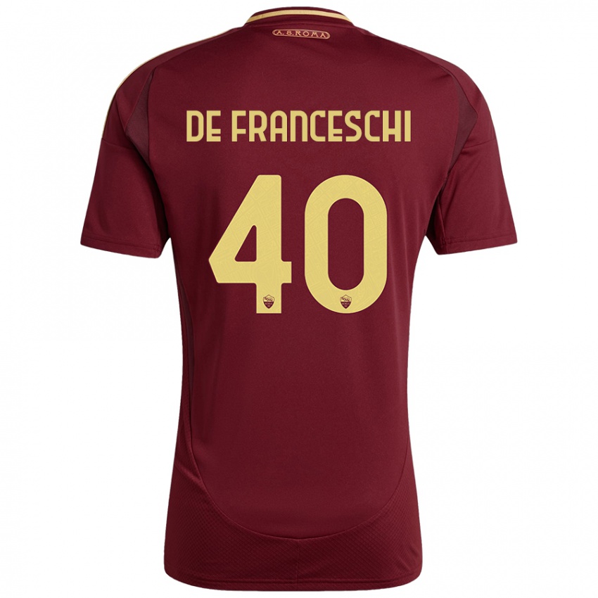 Homme Maillot Leonardo De Franceschi #40 Rouge Brun Or Tenues Domicile 2024/25 T-Shirt Belgique