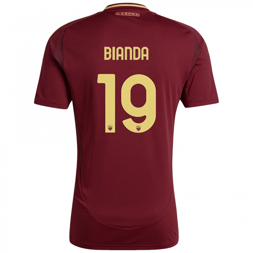 Homme Maillot William Bianda #19 Rouge Brun Or Tenues Domicile 2024/25 T-Shirt Belgique