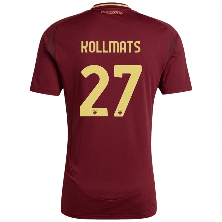 Homme Maillot Beata Kollmats #27 Rouge Brun Or Tenues Domicile 2024/25 T-Shirt Belgique