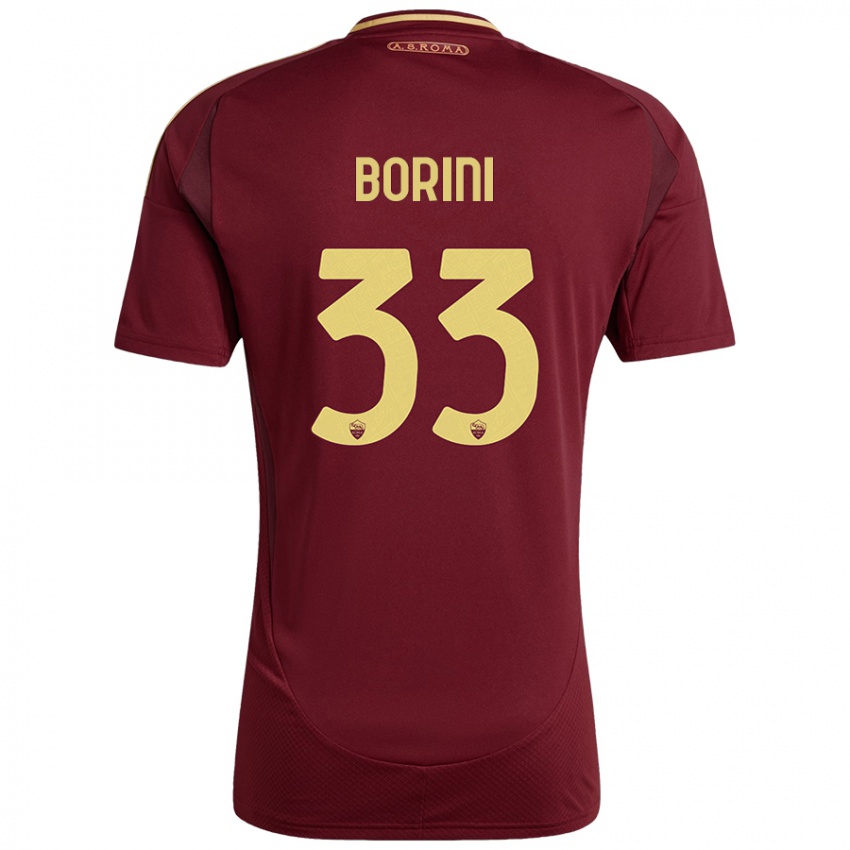 Homme Maillot Joyce Borini #33 Rouge Brun Or Tenues Domicile 2024/25 T-Shirt Belgique