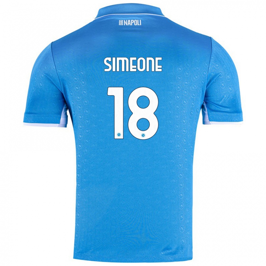 Heren Giovanni Simeone #18 Hemelsblauw Thuisshirt Thuistenue 2024/25 T-Shirt België