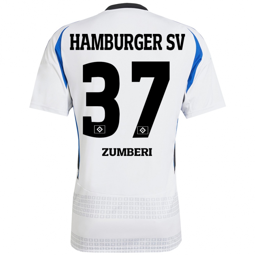 Heren Valon Zumberi #37 Wit Blauw Thuisshirt Thuistenue 2024/25 T-Shirt België