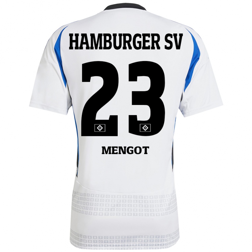 Homme Maillot Ayukayoh Mengot #23 Blanc Bleu Tenues Domicile 2024/25 T-Shirt Belgique