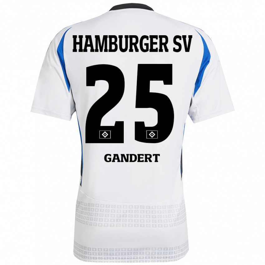 Heren Jeremy Gandert #25 Wit Blauw Thuisshirt Thuistenue 2024/25 T-Shirt België