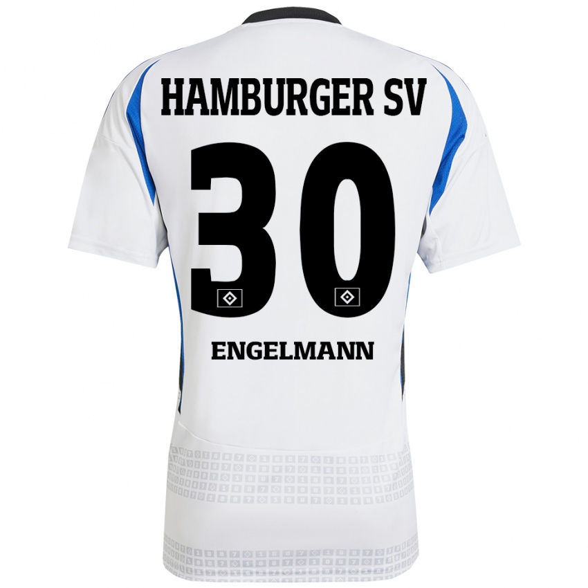 Heren Timon Engelmann #30 Wit Blauw Thuisshirt Thuistenue 2024/25 T-Shirt België