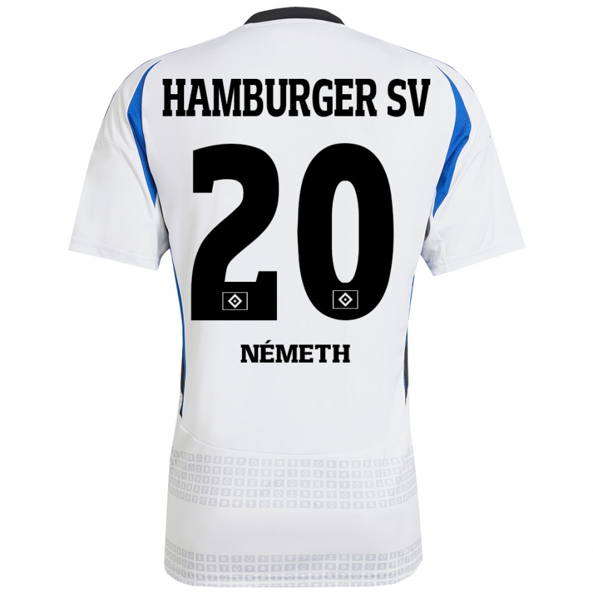 Homme Maillot András Németh #20 Blanc Bleu Tenues Domicile 2024/25 T-Shirt Belgique