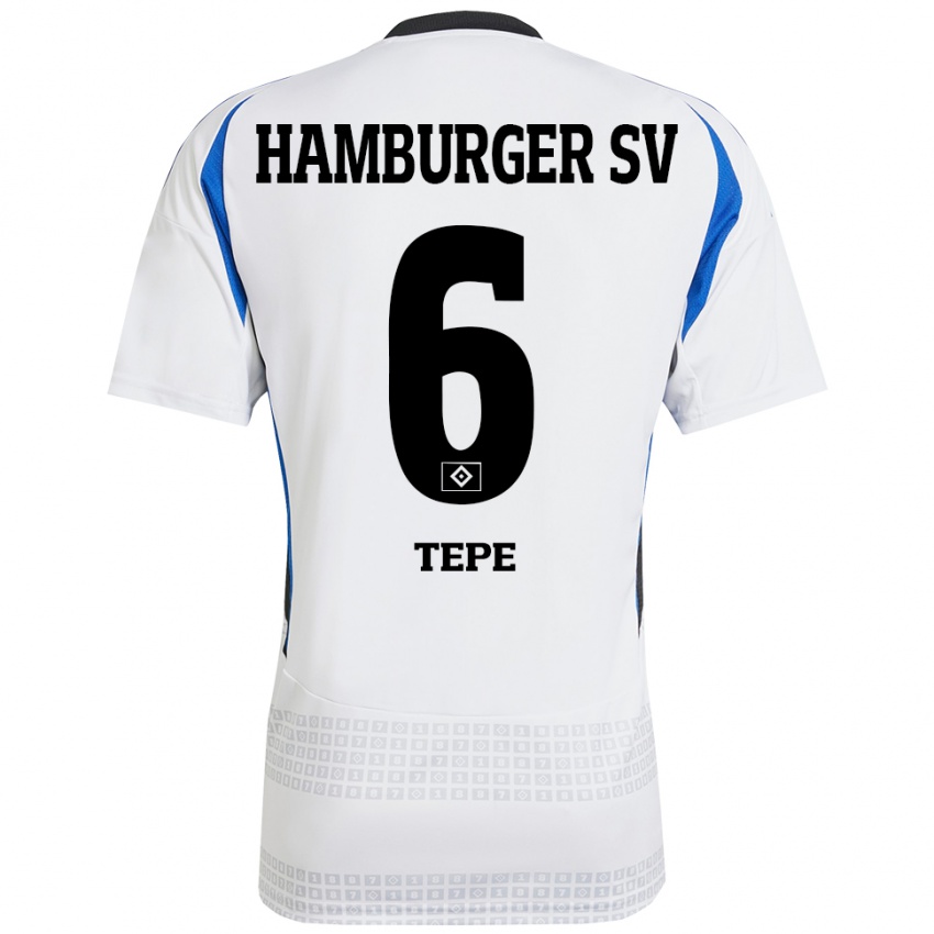 Heren Niklas Tepe #6 Wit Blauw Thuisshirt Thuistenue 2024/25 T-Shirt België