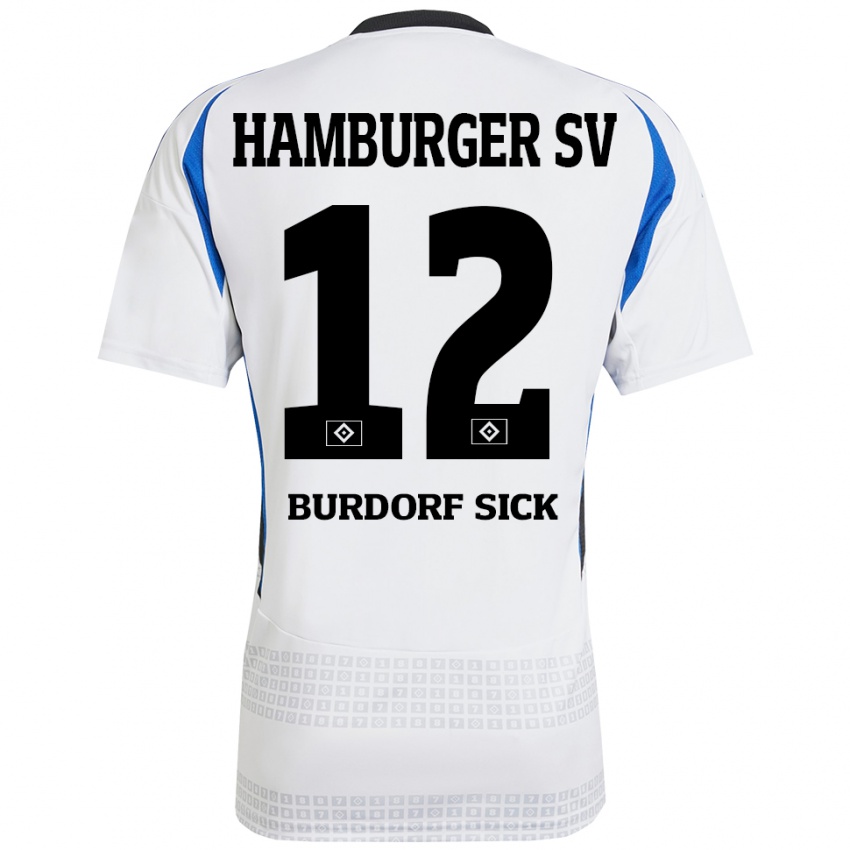 Homme Maillot Emma Burdorf-Sick #12 Blanc Bleu Tenues Domicile 2024/25 T-Shirt Belgique