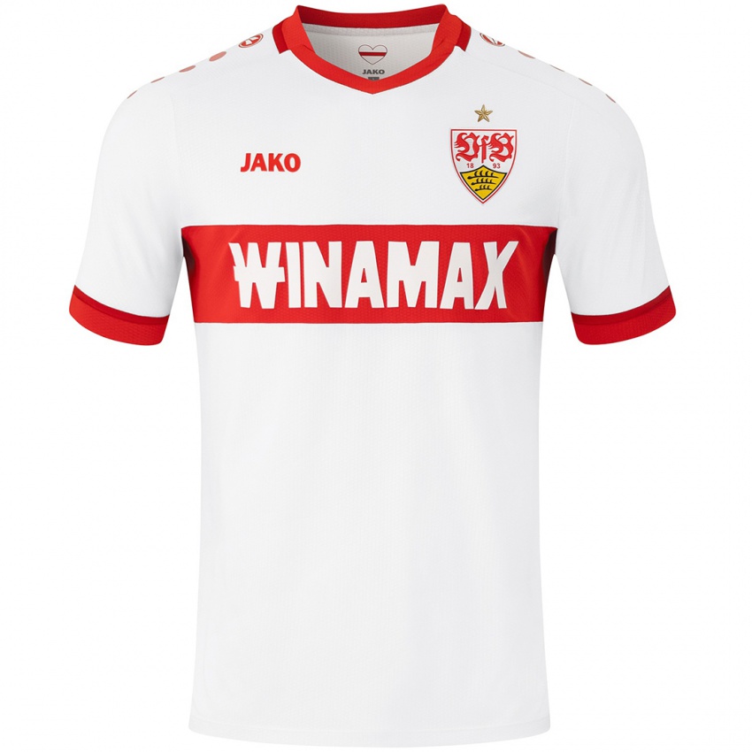 Heren Josha Vagnoman #4 Wit Rood Thuisshirt Thuistenue 2024/25 T-Shirt België