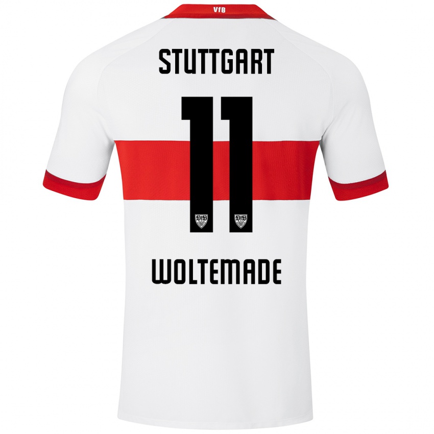 Heren Nick Woltemade #11 Wit Rood Thuisshirt Thuistenue 2024/25 T-Shirt België